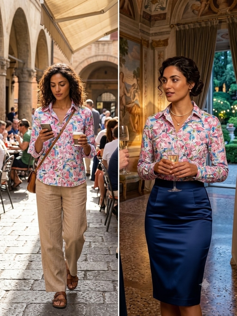 Margaret O'Leary Pink Floral Button-Down Blouse